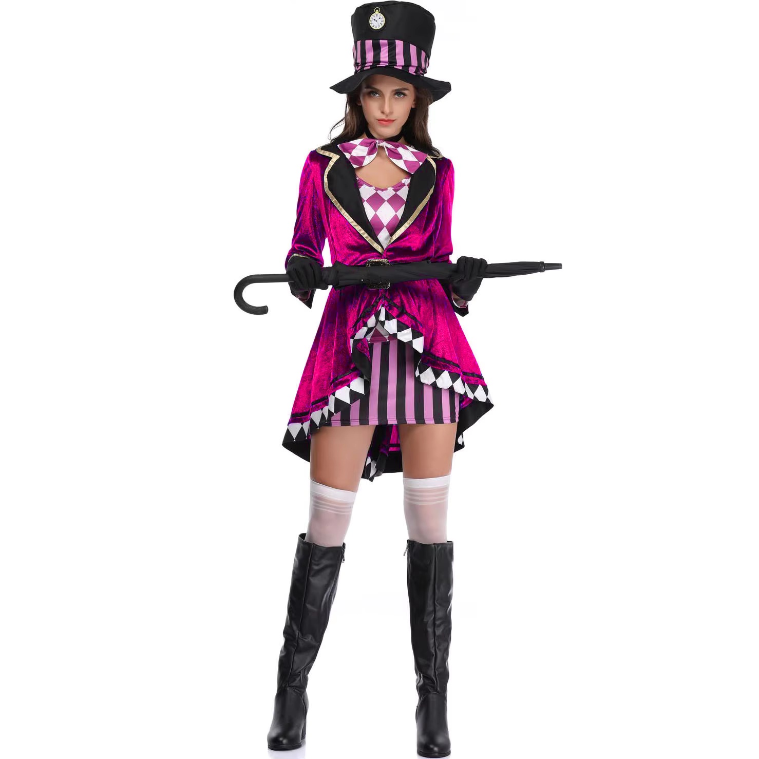 Womens Magician Clown Costume Circus Performance Outfit Fancy Dress For Adults